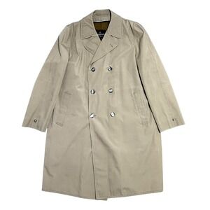 Vintage Rainfair Rain Coat Mens 42‎ X-Long Beige Wool Lined Double Breasted